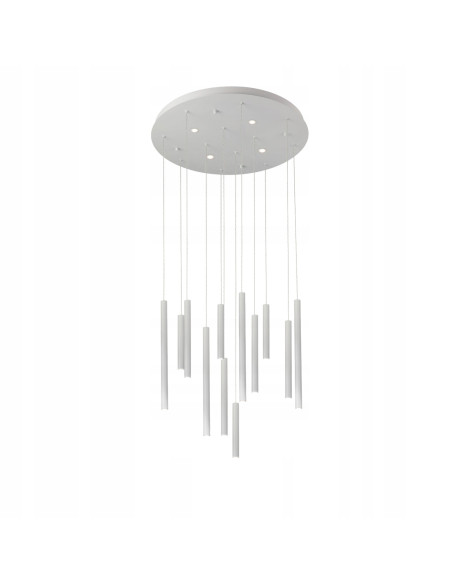 Lampa wisząca ILIOS 12 LED ściemnialna, biała, nowoczesny styl, regulowana wysokość do jadalni i biura, 12 tub.