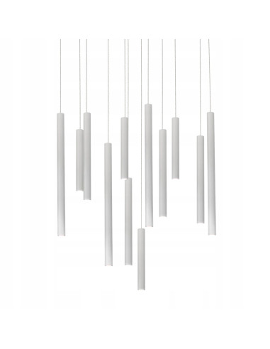 Lampa wisząca ILIOS 12 LED ściemnialna, biała, nowoczesny styl, regulowana wysokość do jadalni i biura, 12 tub.