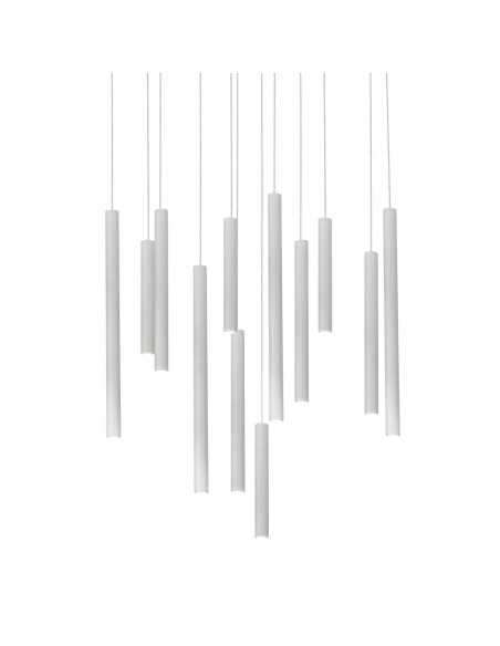Lampa wisząca ILIOS 12 LED ściemnialna, biała, nowoczesny styl, regulowana wysokość do jadalni i biura, 12 tub.