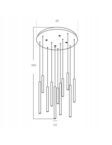 Lampa wisząca ILIOS 12 LED ściemnialna, biała, nowoczesny styl, regulowana wysokość do jadalni i biura, 12 tub.