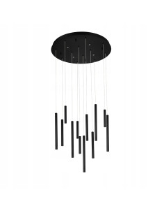 Elegancka lampa zwisająca ILIOS 12 LED w czerni - nowoczesne oświetlenie do biura, salonu i sypialni.