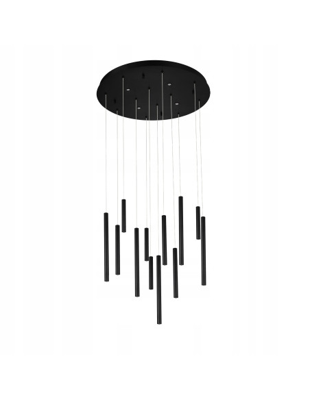 Elegancka lampa zwisająca ILIOS 12 LED w czerni - nowoczesne oświetlenie do biura, salonu i sypialni.