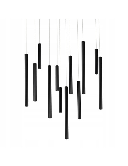 Elegancka lampa zwisająca ILIOS 12 LED w czerni - nowoczesne oświetlenie do biura, salonu i sypialni.