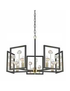 Elegancki żyrandol CAROLINE z kryształami w czarno-złotej ramie, nowoczesny lampion 5xE14 do salonu i jadalni 2