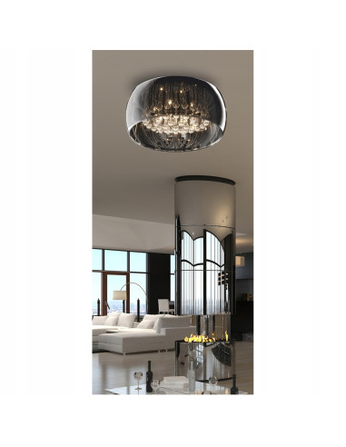 Plafon CRYSTAL w kolorze chromowym - nowoczesne oświetlenie sufitowe do salonu, sypialni i jadalni, 40 cm