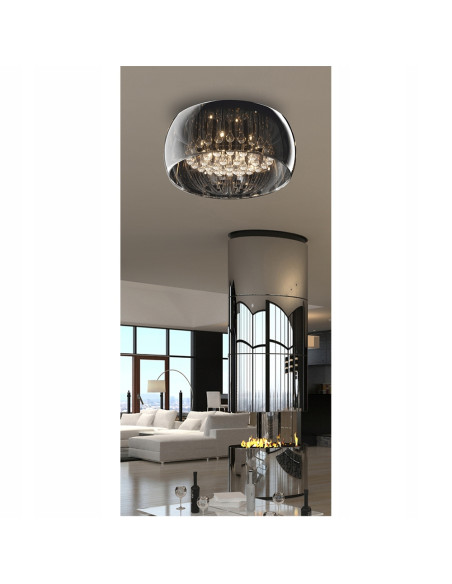 Plafon CRYSTAL w kolorze chromowym - nowoczesne oświetlenie sufitowe do salonu, sypialni i jadalni, 40 cm