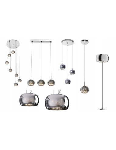 Plafon CRYSTAL w kolorze chromowym - nowoczesne oświetlenie sufitowe do salonu, sypialni i jadalni, 40 cm