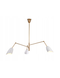 Żyrandol RAGNO w złocie z białymi kloszami - nowoczesne oświetlenie do biura, jadalni i salonu