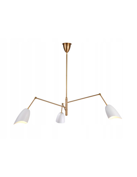 Żyrandol RAGNO w złocie z białymi kloszami - nowoczesne oświetlenie do biura, jadalni i salonu