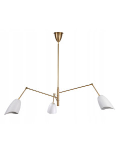 Żyrandol RAGNO w złocie z białymi kloszami - nowoczesne oświetlenie do biura, jadalni i salonu 2