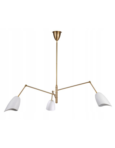 Żyrandol RAGNO w złocie z białymi kloszami - nowoczesne oświetlenie do biura, jadalni i salonu