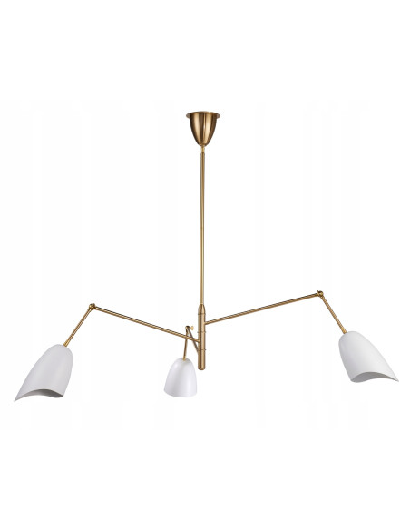 Żyrandol RAGNO w złocie z białymi kloszami - nowoczesne oświetlenie do biura, jadalni i salonu