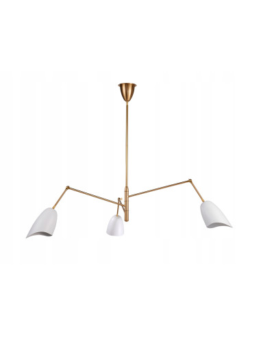 Żyrandol RAGNO w złocie z białymi kloszami - nowoczesne oświetlenie do biura, jadalni i salonu