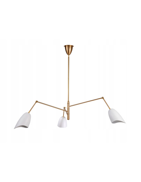 Żyrandol RAGNO w złocie z białymi kloszami - nowoczesne oświetlenie do biura, jadalni i salonu