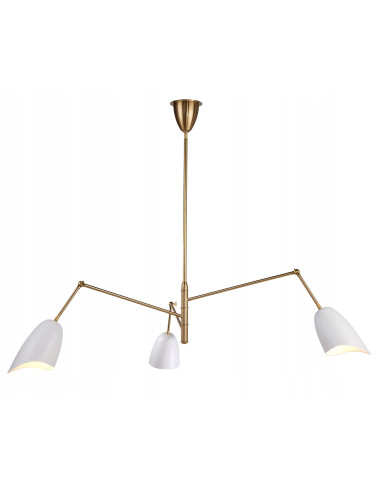 Żyrandol RAGNO w złocie z białymi kloszami - nowoczesne oświetlenie do biura, jadalni i salonu