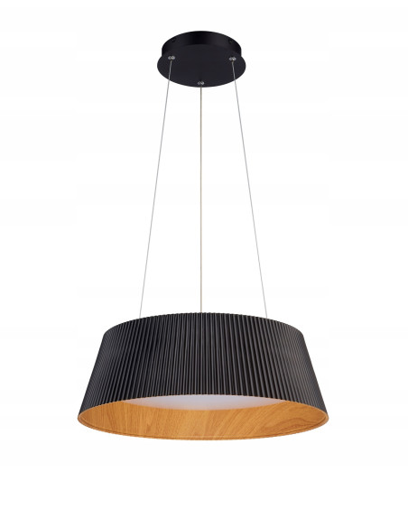 Żyrandol FRILL LED w industrialnym stylu, okrągły, czarny, drewniany plafon do kuchni i salonu - Step into design