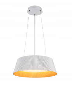 Lampa Wisząca LED FRILL z Drewnianym Akcentem - Skandynawski Design w Białym, Brązowym i Czarnym Kolorze