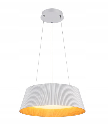 Lampa Wisząca LED FRILL z Drewnianym Akcentem - Skandynawski Design w Białym, Brązowym i Czarnym Kolorze