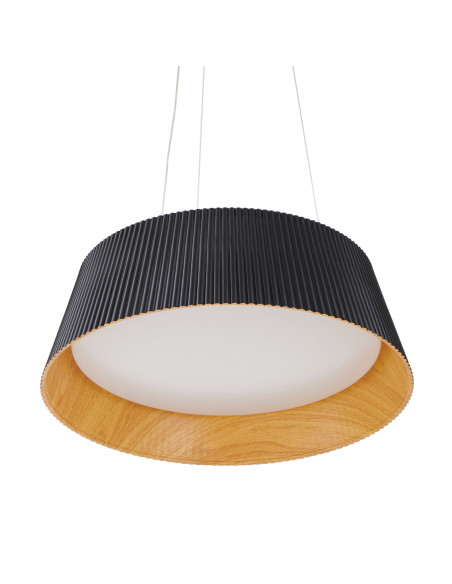 Żyrandol FRILL LED w industrialnym stylu, okrągły, czarny, drewniany plafon do kuchni i salonu - Step into design