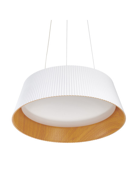 Lampa Wisząca LED FRILL z Drewnianym Akcentem - Skandynawski Design w Białym, Brązowym i Czarnym Kolorze