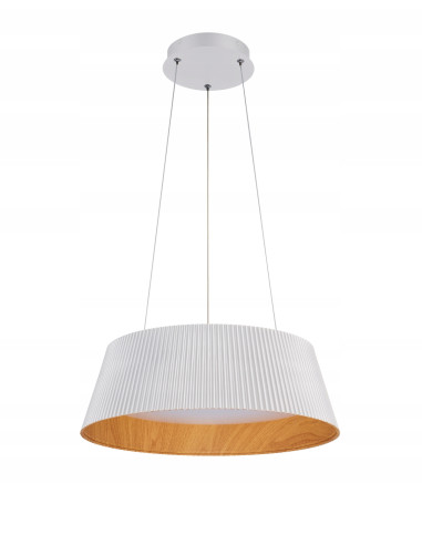Lampa Wisząca LED FRILL z Drewnianym Akcentem - Skandynawski Design w Białym, Brązowym i Czarnym Kolorze