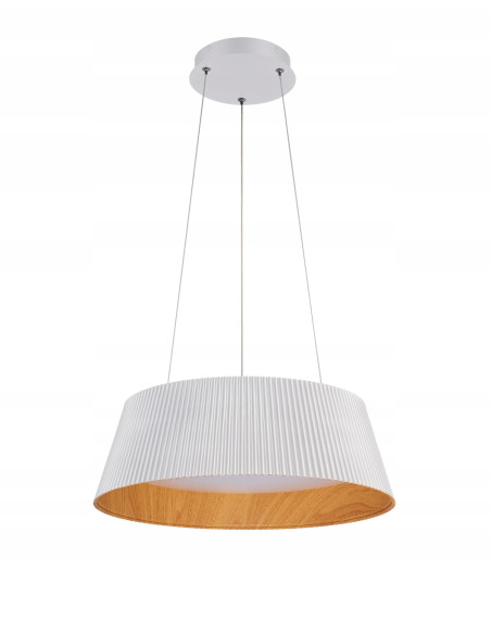 Lampa Wisząca LED FRILL z Drewnianym Akcentem - Skandynawski Design w Białym, Brązowym i Czarnym Kolorze
