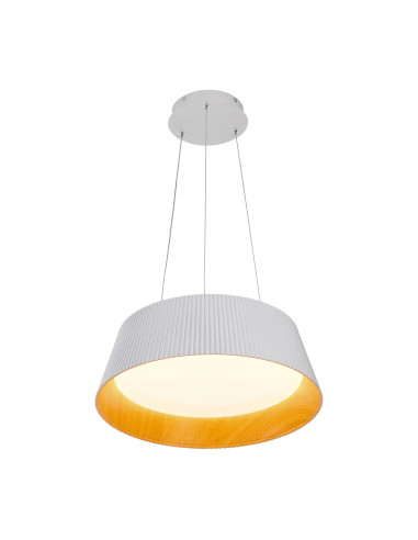 Lampa Wisząca LED FRILL z Drewnianym Akcentem - Skandynawski Design w Białym, Brązowym i Czarnym Kolorze
