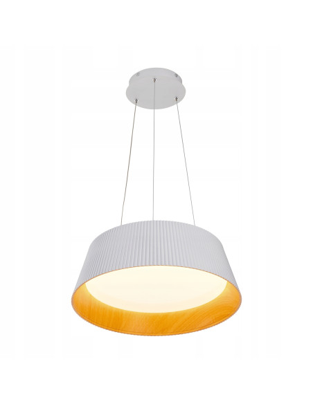 Lampa Wisząca LED FRILL z Drewnianym Akcentem - Skandynawski Design w Białym, Brązowym i Czarnym Kolorze