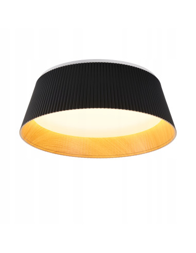 Żyrandol FRILL LED w industrialnym stylu, okrągły, czarny, drewniany plafon do kuchni i salonu - Step into design