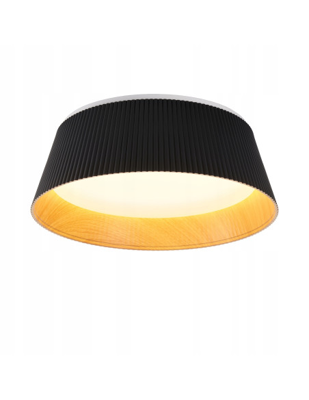 Żyrandol FRILL LED w industrialnym stylu, okrągły, czarny, drewniany plafon do kuchni i salonu - Step into design