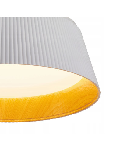 Lampa Wisząca LED FRILL z Drewnianym Akcentem - Skandynawski Design w Białym, Brązowym i Czarnym Kolorze