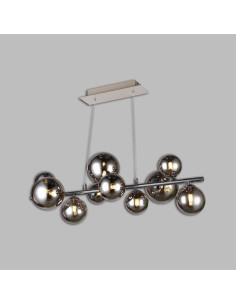 Lampa sufitowa SEVILLA z 10 kulistymi kloszami, czarny chrom, nowoczesny design do salonu i jadalni