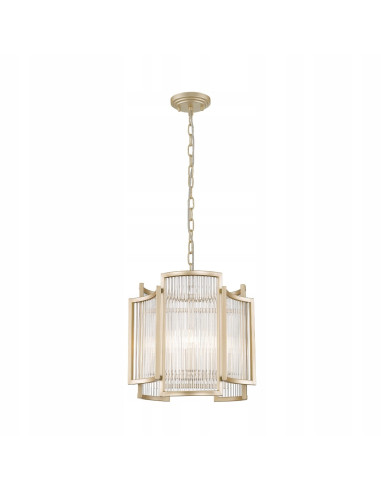 Lampa sufitowa SERGIO w stylu glamour z kryształami - złota, elegancka, 3xE14, idealna do biura i salonu