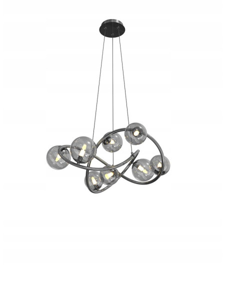 Lampa Wisząca NANCY w Kosmicznym Stylu, 8 Źródeł Światła, Czarny Chrom, 150 cm - Nowoczesna Dekoracja Wnętrza