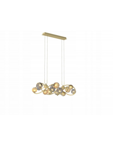 Lampa wisząca METZ z eleganckimi szklanymi kloszami i szaro-złotymi akcentami – idealna do salonu i jadalni