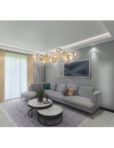 Lampa wisząca METZ z eleganckimi szklanymi kloszami i szaro-złotymi akcentami – idealna do salonu i jadalni 2