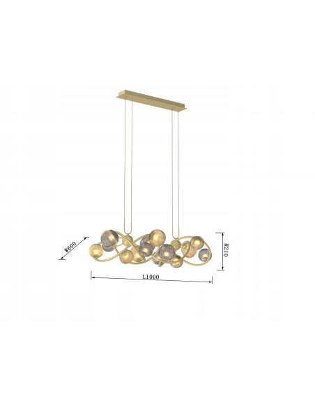 Lampa wisząca METZ z eleganckimi szklanymi kloszami i szaro-złotymi akcentami – idealna do salonu i jadalni