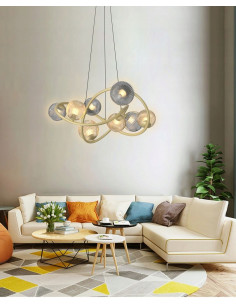 Lampa wisząca METZ w stylu kosmicznym - elegancka, szklana, regulowana, idealna do nowoczesnych wnętrz. 2