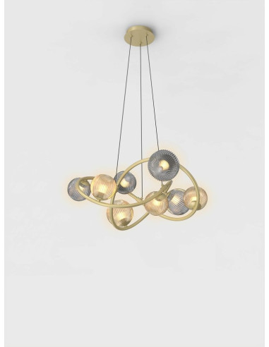 Lampa wisząca METZ w stylu kosmicznym - elegancka, szklana, regulowana, idealna do nowoczesnych wnętrz.