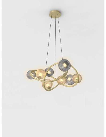 Lampa wisząca METZ w stylu kosmicznym - elegancka, szklana, regulowana, idealna do nowoczesnych wnętrz.