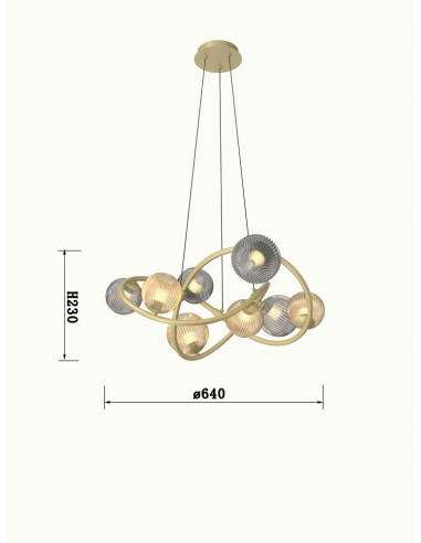 Lampa wisząca METZ w stylu kosmicznym - elegancka, szklana, regulowana, idealna do nowoczesnych wnętrz.