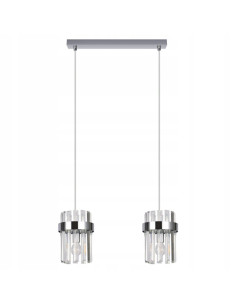 Lampa wisząca Vetro 2-punktowa w chromie z kryształami - elegancja do salonu i jadalni