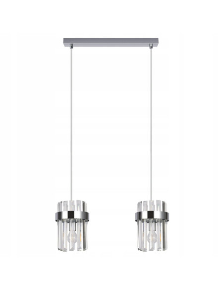 Lampa wisząca Vetro 2-punktowa w chromie z kryształami - elegancja do salonu i jadalni