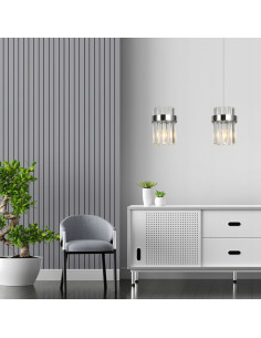 Lampa wisząca Vetro 2-punktowa w chromie z kryształami - elegancja do salonu i jadalni 2