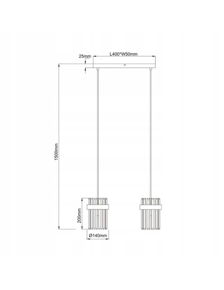 Lampa wisząca Vetro 2-punktowa w chromie z kryształami - elegancja do salonu i jadalni