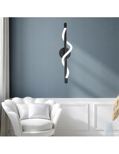 Nowoczesny kinkiet LED Meleca czarny z regulacją CCT – eleganckie oświetlenie dekoracyjne do różnorodnych wnętrz