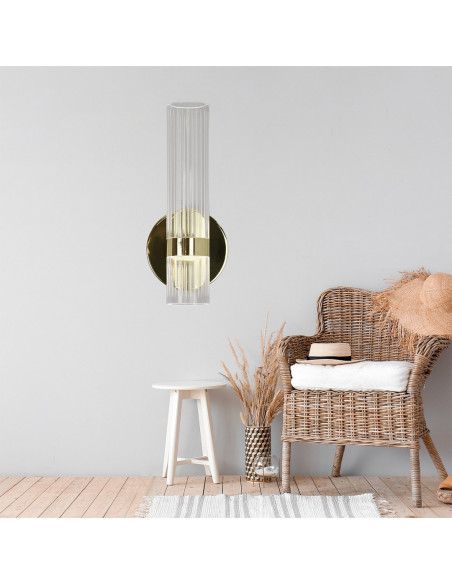 Luksusowy kinkiet cylindryczny LED złoty - eleganckie oświetlenie do hoteli, pensjonatów i nowoczesnych wnętrz