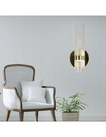 Luksusowy kinkiet cylindryczny LED złoty - eleganckie oświetlenie do hoteli, pensjonatów i nowoczesnych wnętrz