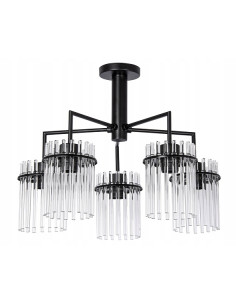 Elegancki czarny żyrandol Venti z kolekcji VINTAGE, 5-punktowy E27 - nowoczesne oświetlenie do wnętrz