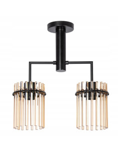 Lampa sufitowa Venti Loft z bursztynowymi szklanymi rurkami - elegancja do biura, jadalni i salonu w stylu vintage